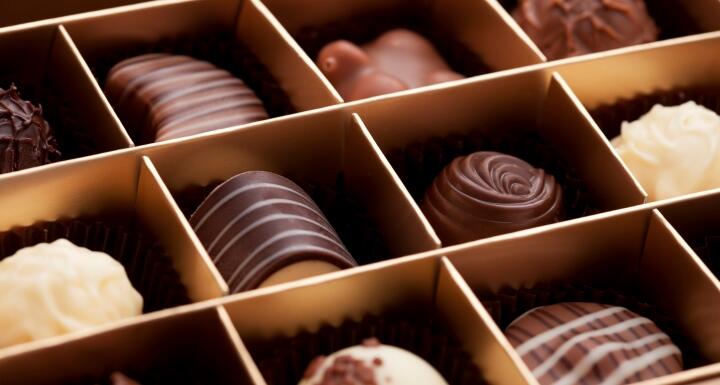 A box of different chocolates