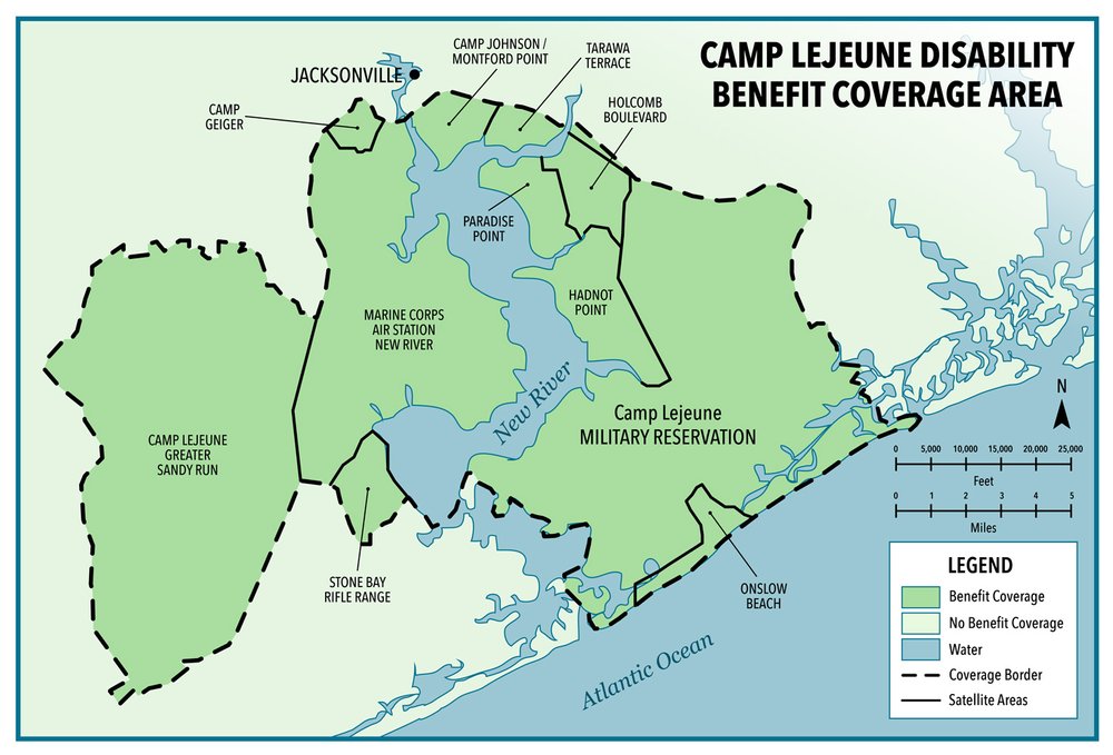 Map of Camp Lejeune Disability Coverage Area