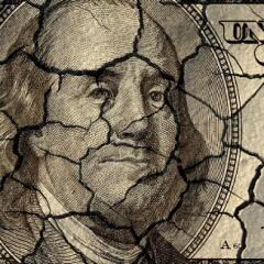 Cracked hundred dollar bill