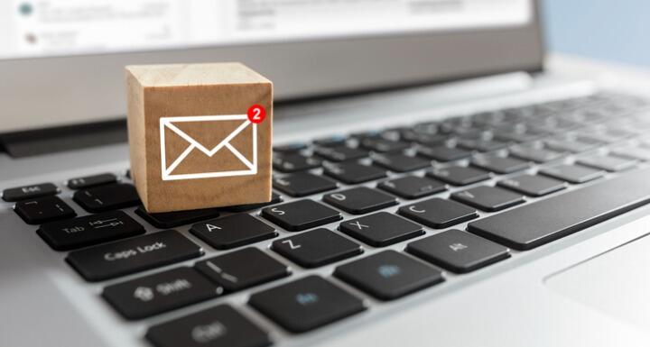 email symbol on wooden blocks
