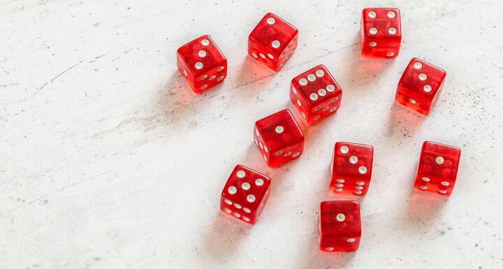 Red dice on white background