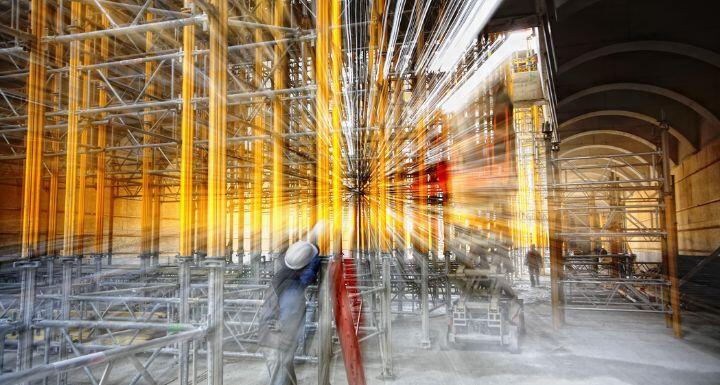 scaffolding at a building site