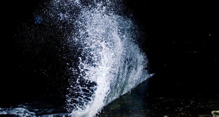 Splashing Wave at Night