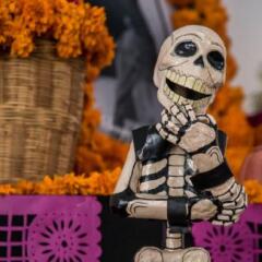 traditional catrina of day of the dead, colorful figure in offering dedicated to the deceased,
