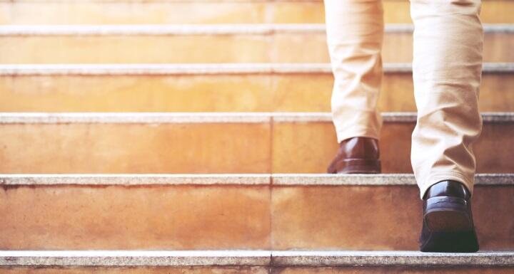 walking stepping going up the stairs