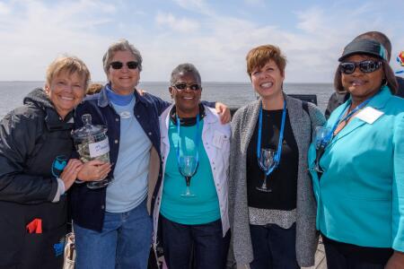Left to right: CDCF Board Chair Janet Colegrove, Kids First Executive Director Rhonda Morris, Historic Jarvisburg Colored School’s Sarah Banks, NCCF CEO Jennifer Tolle Whiteside, and Vivian Simpson.