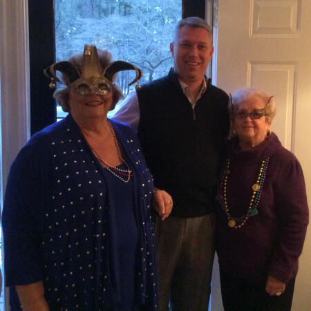Hosts await their guests arrival. From left to right: Judy Davenport, Jody Tyson and Dora Pasour