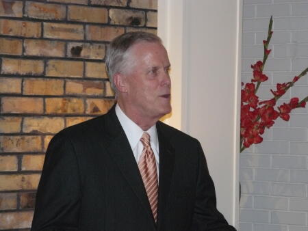 Ben Thompson, Dunn resident and chairman of the Campbell University board of trustees, addresses the reception.