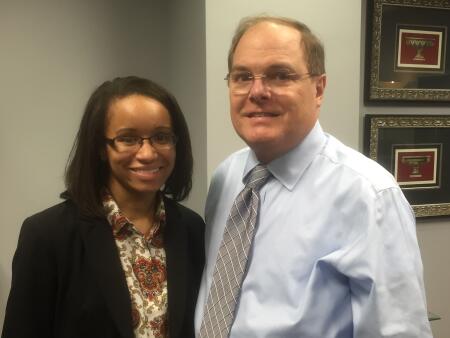 Jasmine Lucas (left) and Oliver Crawley of the Lee County Community Foundation.