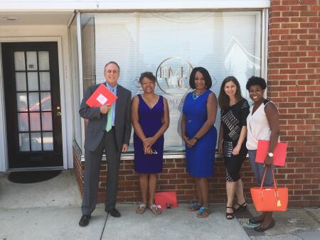 Pictured awarding a grant to the Dorothy Mae Hall Women's Center are (left to right) WCCF board members Jeff Raxlin and Michelle Keaton-Barrow; Freda Bullock, women’s center executive director; Katie Weeks, WCCF board member; and Quinn Novels, NCCF regional director.