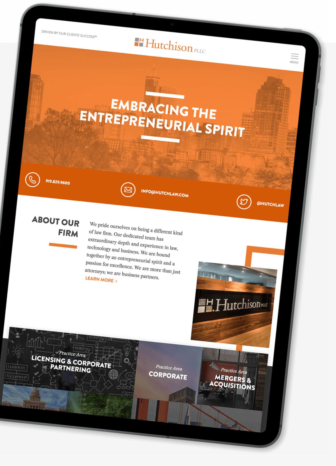 Example website screenshot on iPad