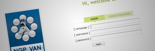 Screenshot of the NGP login page
