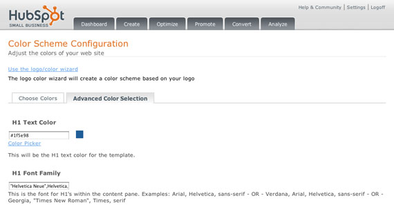 Hubspot Color Scheme Configuration