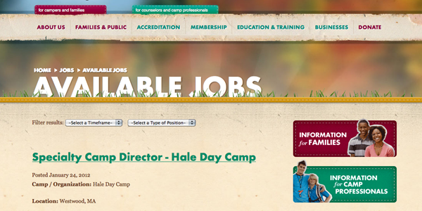 American Camp Association New England - New Media Campaigns