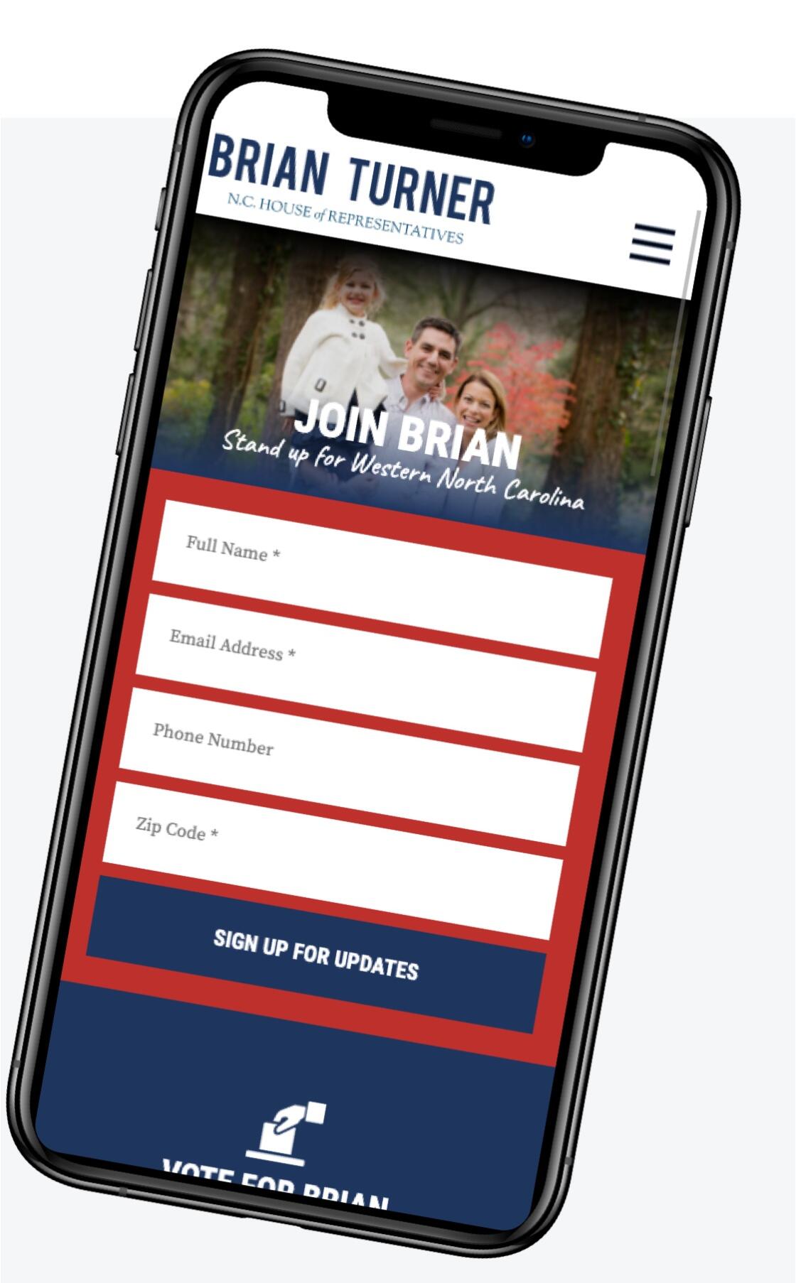 Example website screenshot on iPhone