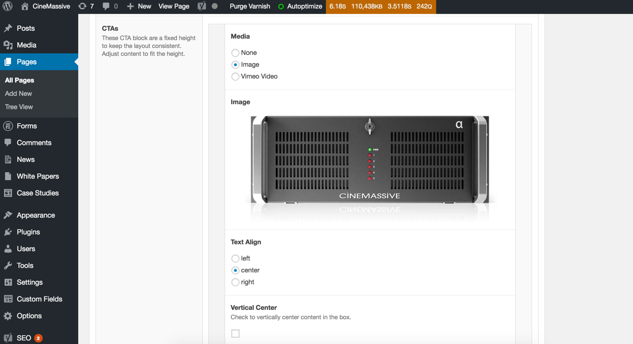 CineMassive Wordpress Backend