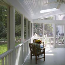 Coker Hills - blue, green & white screened porch with skylight
