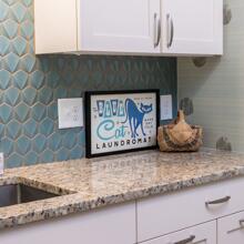 Country Club Heights - laundry room in shades of white, blue, green & khaki