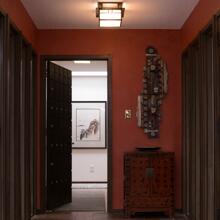 Duke Forest - dark wood foyer with brick red textures