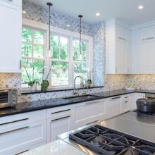 Governors Club - white & navy with art glass