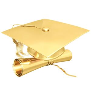 gold cap and diploma