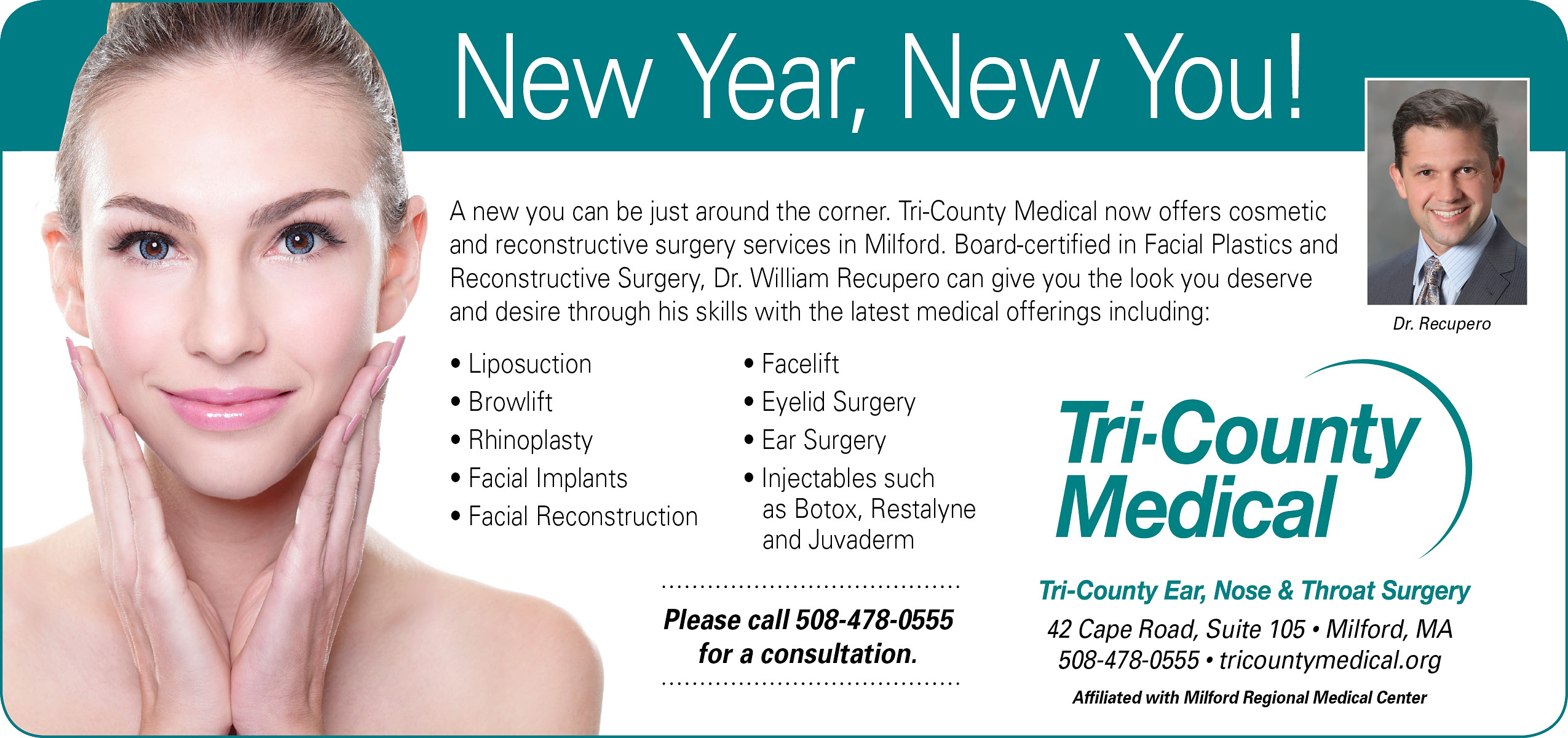 Now Offering Facial Plastic & Reconstructive Surgery Milford Regional