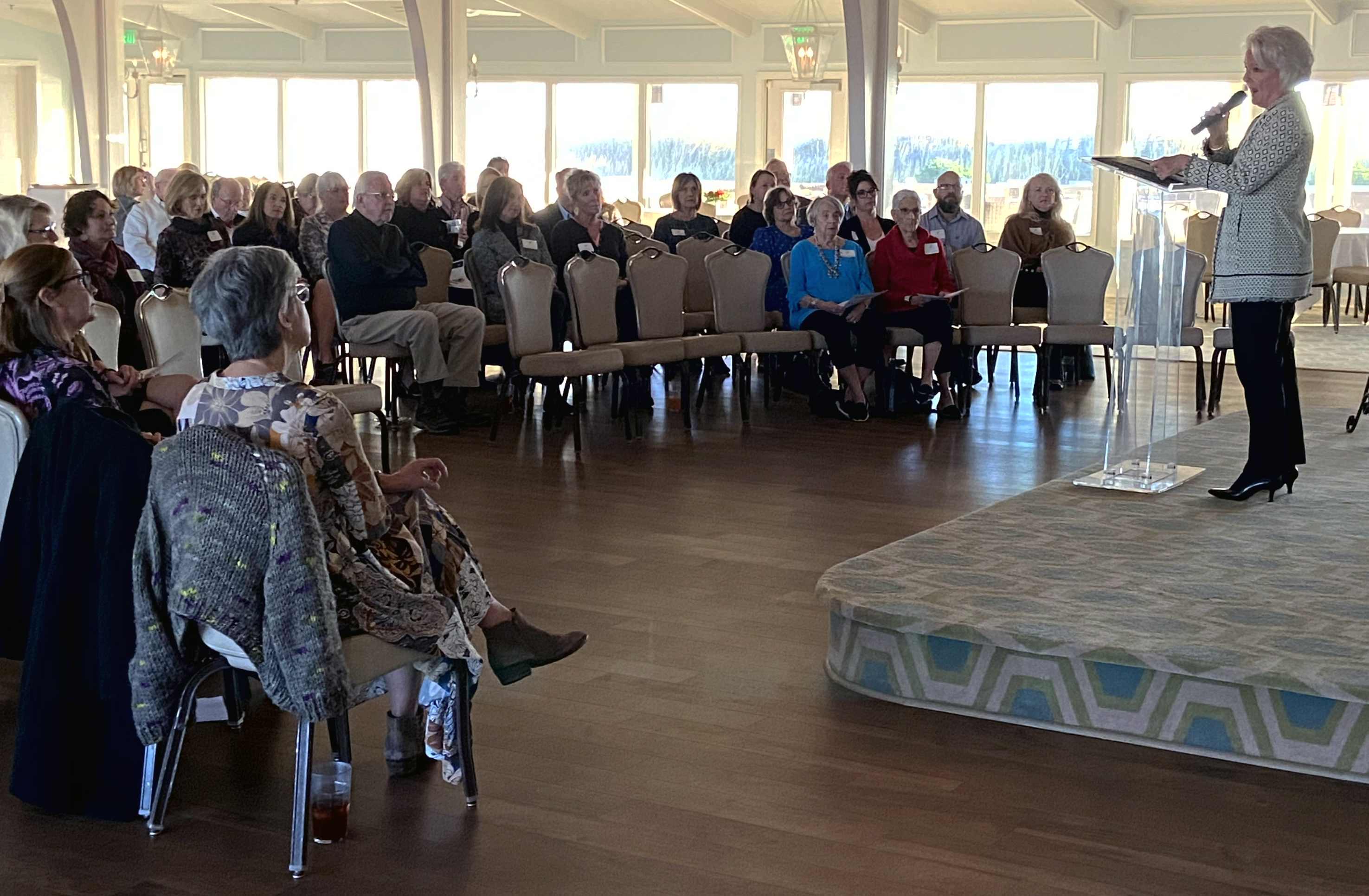 CCF President Terry Robertson addresses the crowd at a reception celebrating grant recipients at the Coral Bay Club in Atlantic Beach on Dec. 1.