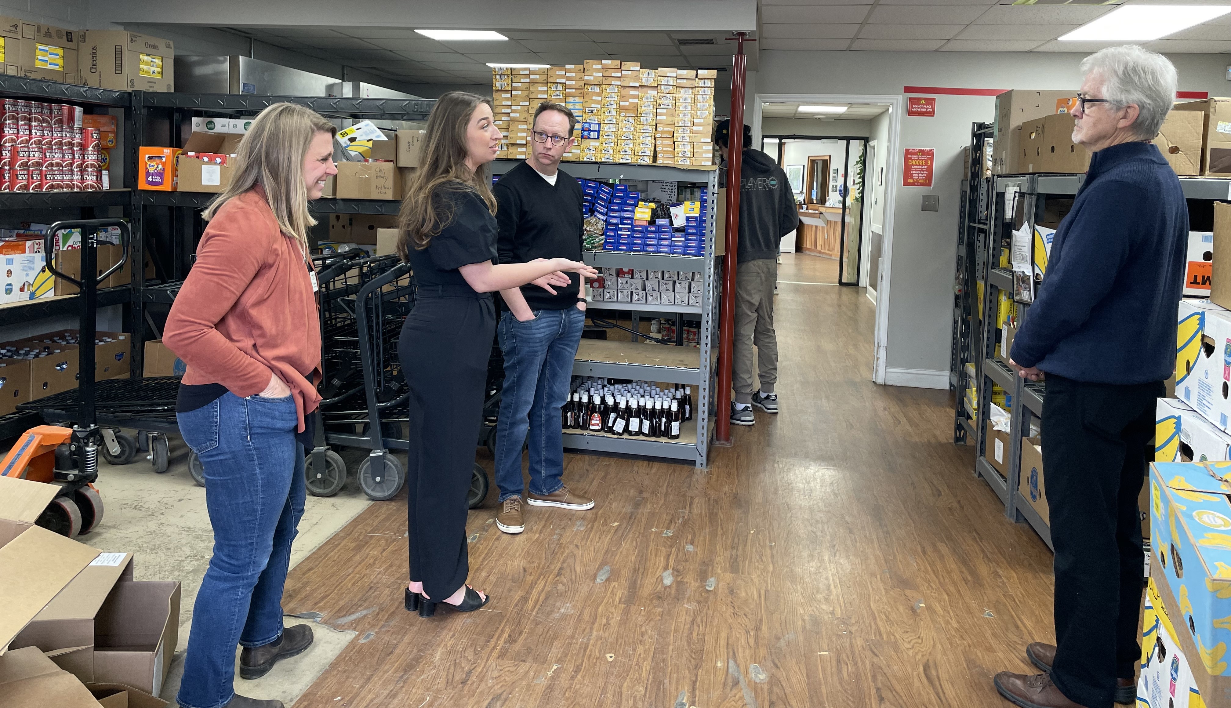 Pictured here, WCCF advisory board member David Harman (right) and NCCF Community Leadership Officer Colby Martin toured the facility with Maura McClain, Director of Strategic Initiatives, and Jenn Bass, Executive Director.