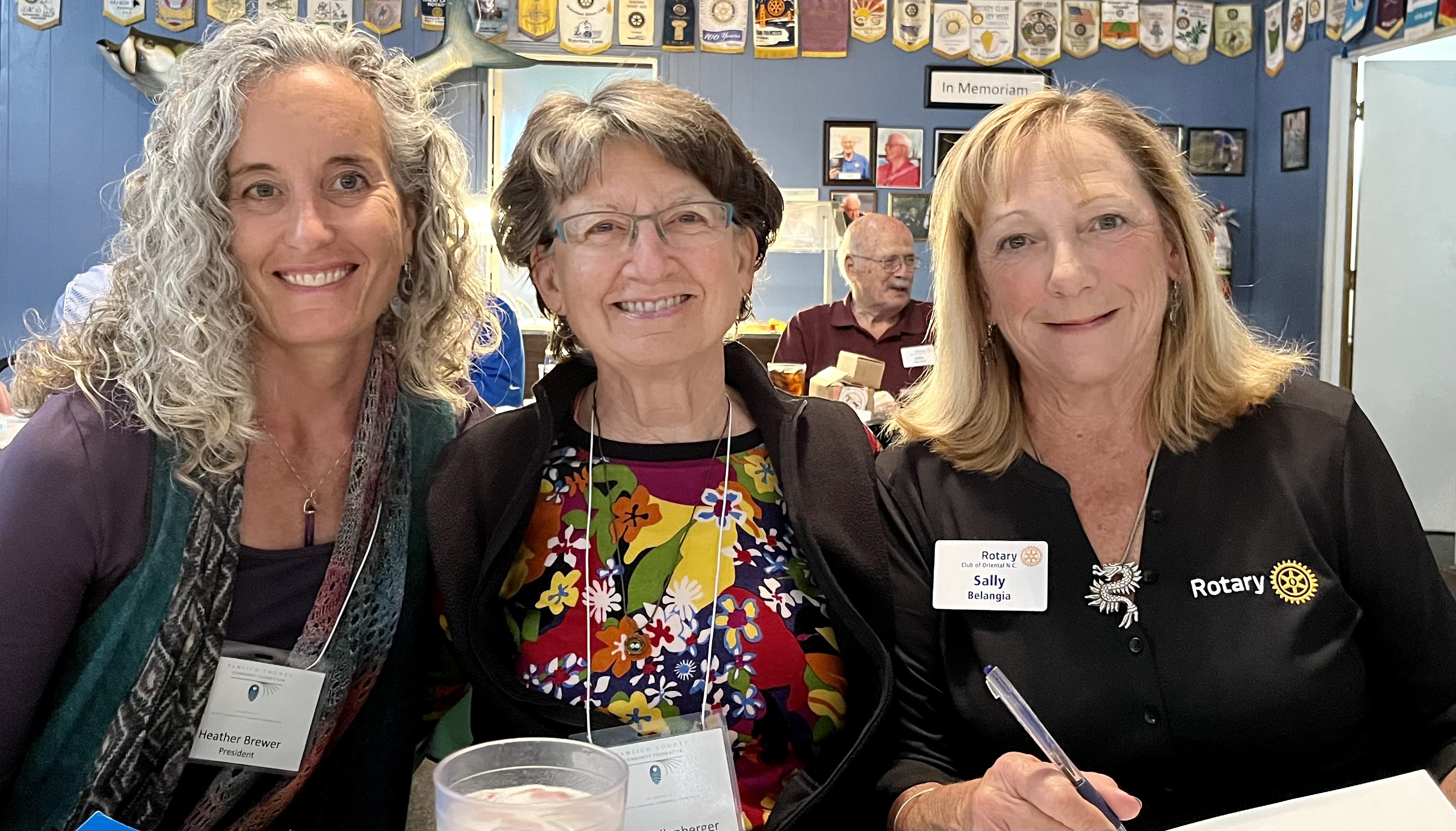 Members of the Pamlico County Community Foundation held a reception to celebrate their community grants on Oct. 10 at the Rotary Club of Oriental. From left to right, are Heather Brewer, PCCF president, and Leslie Kellenberger and Sally Belangia, both PCCF board members.
