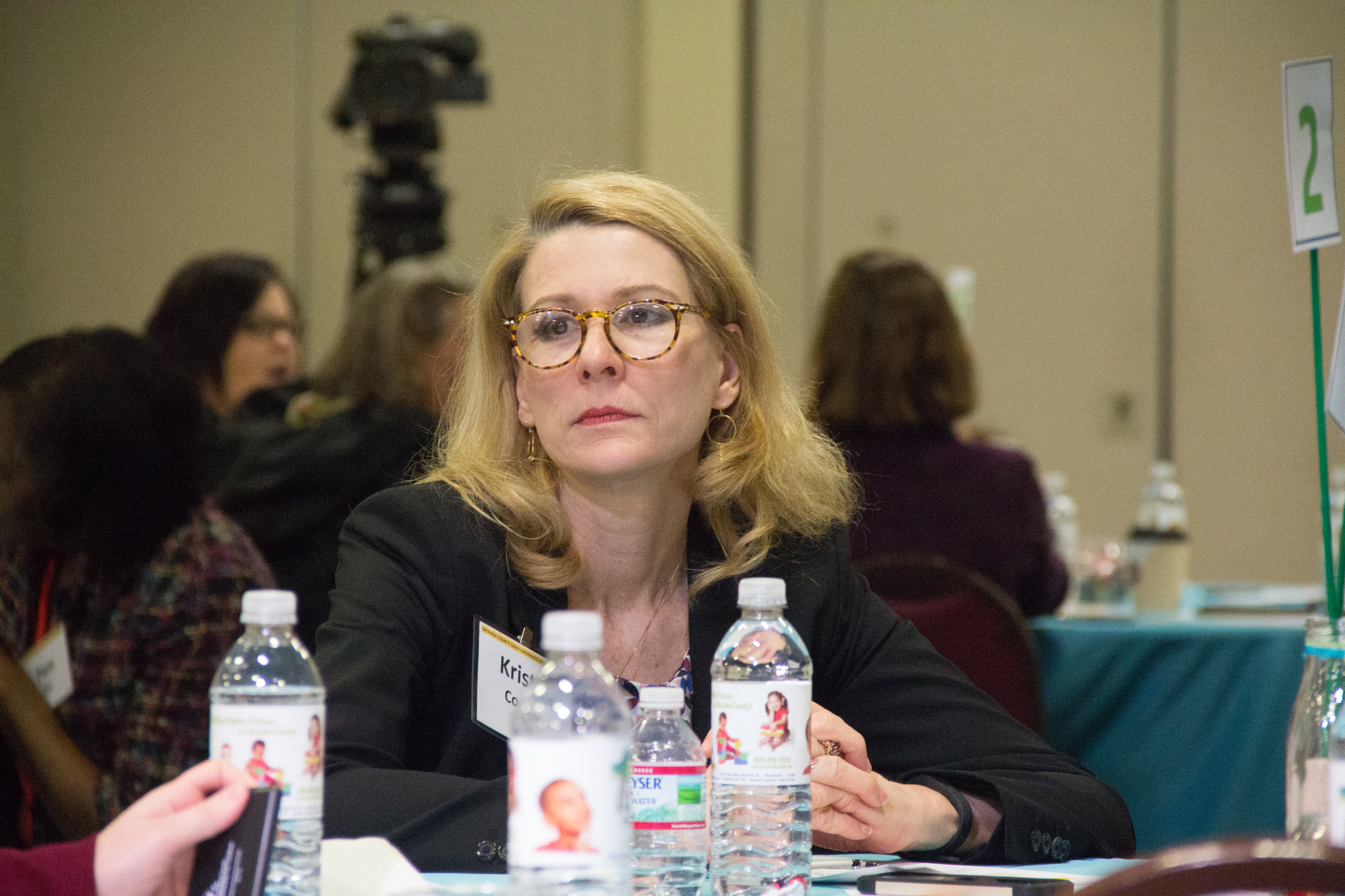 Kristen Cooper, First Lady of North Carolina, listens to attendees in roundtable discussions at the Catawba County Early Childhood Education Summit.