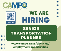 Image of flyer with same content as site text for Senior Transportation Planner position.