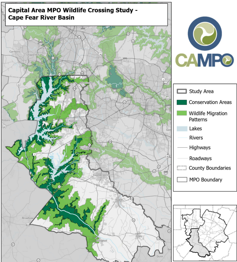 Cape Fear River Basin Wildlife Crossing Study Area