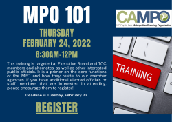 Flyer image for Feb. 24th MPO 101. Register at https://bit.ly/2022mpo101.