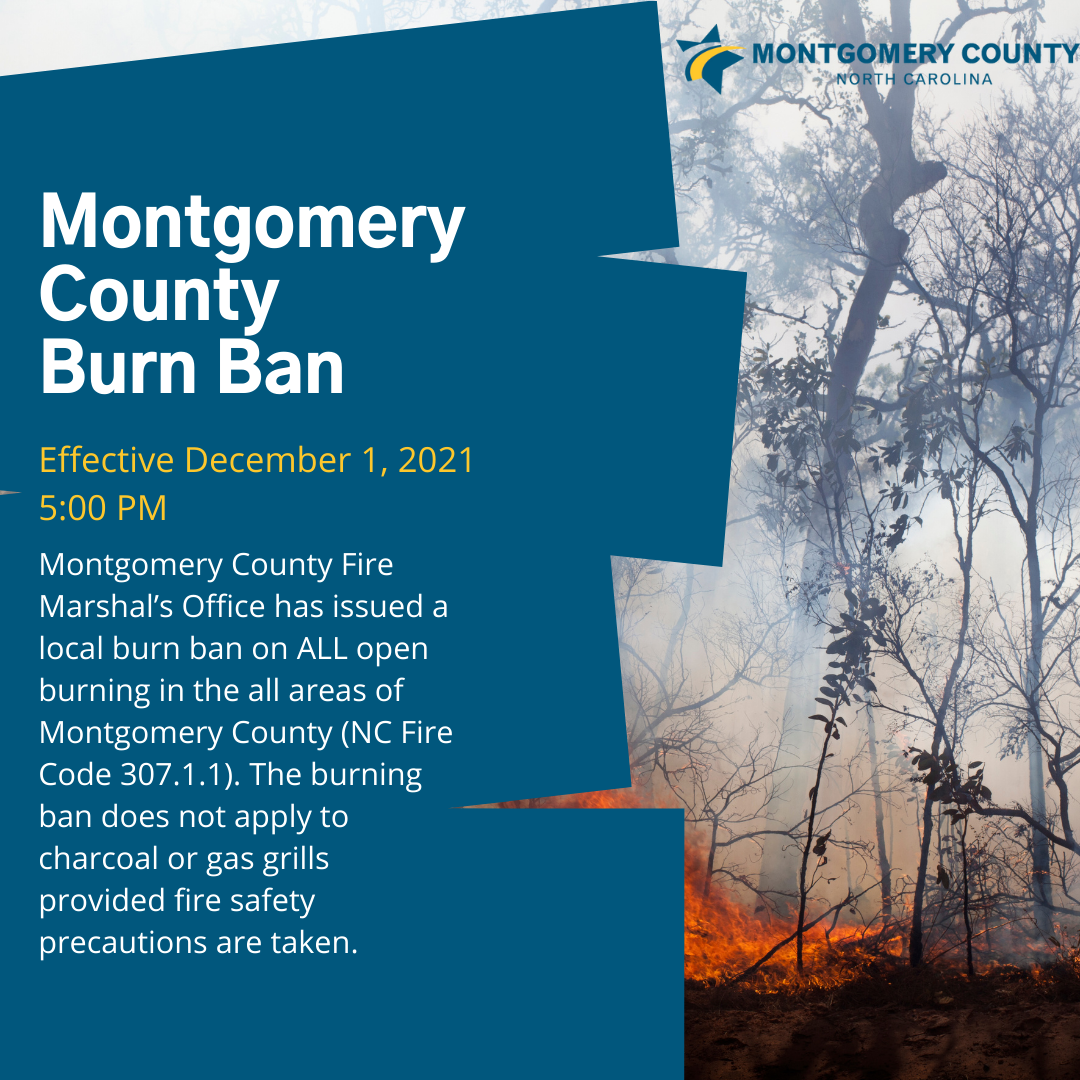 Montgomery County Burn Ban on Open Burning Effective December 1, 2021