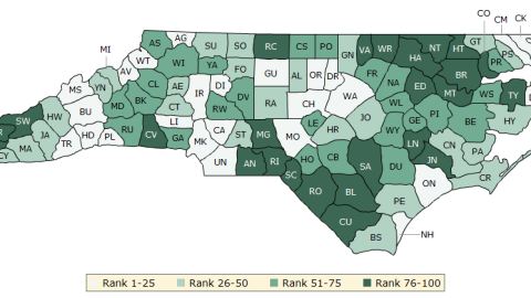 2016 Health Outcomes   North Carolina