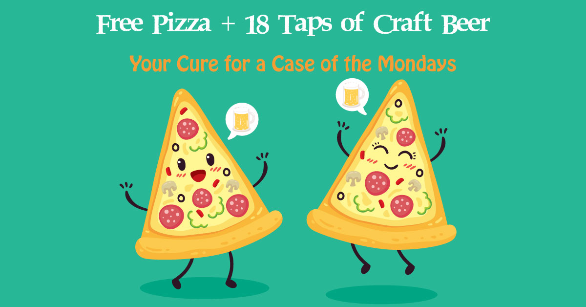 Happy Pizza Slices Saying Cheers to The Hop Yard's Pizza Monday