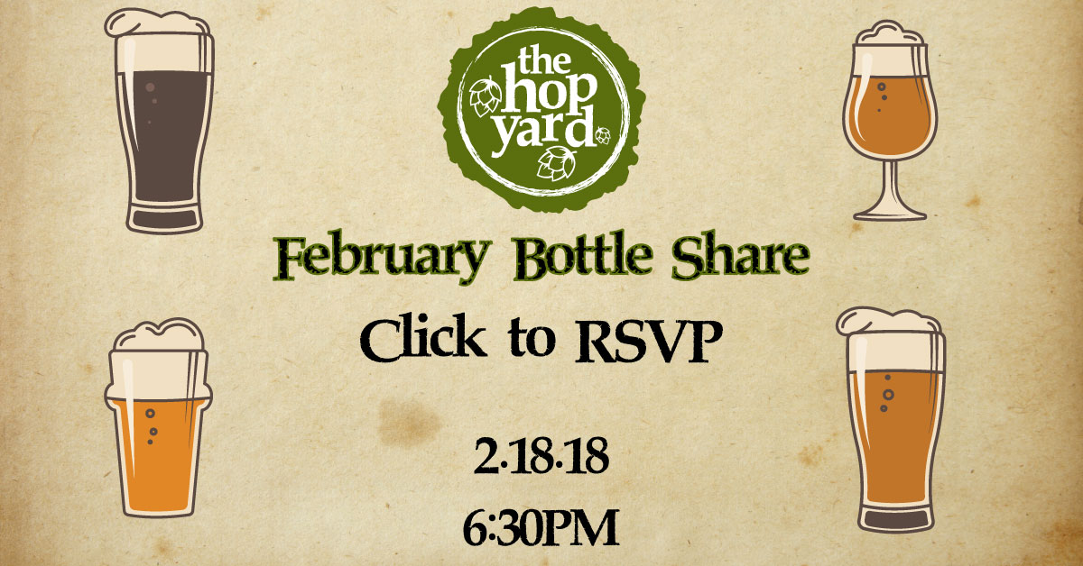 Illustrations of different beer glasses to promote The Hop Yard January Bottle Share