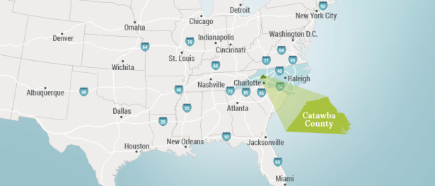 Catawba County's mid-Atlantic location is great for reaching US consumers and businesses