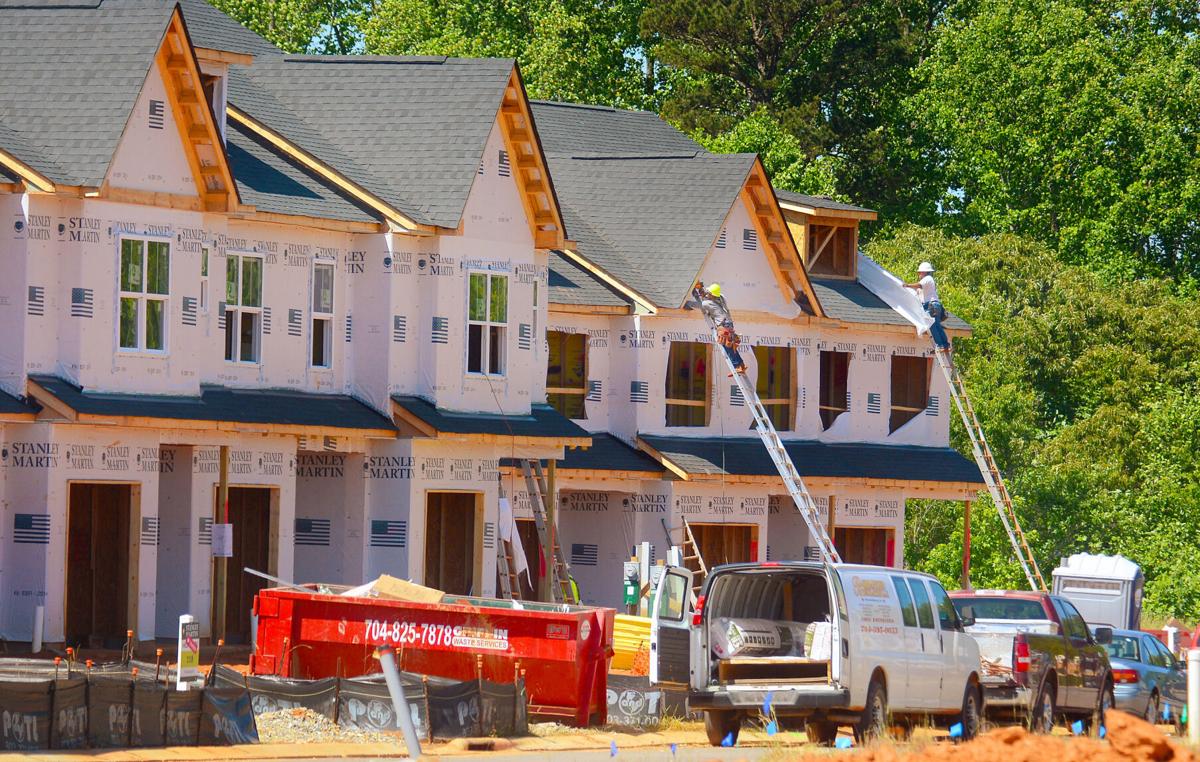 Construction of town homes at Townes at Sherrills Ford are among 66 building permits issued in Sherrills Ford in 2020.  Photo by Robert C. Reed, Hickory Daily Record