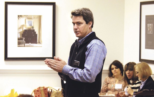 Alex Shuford III, welcomes colleagues to Century Furniture Tuesday morning for a tour of the facility.  (Image: Robert C. Reed)