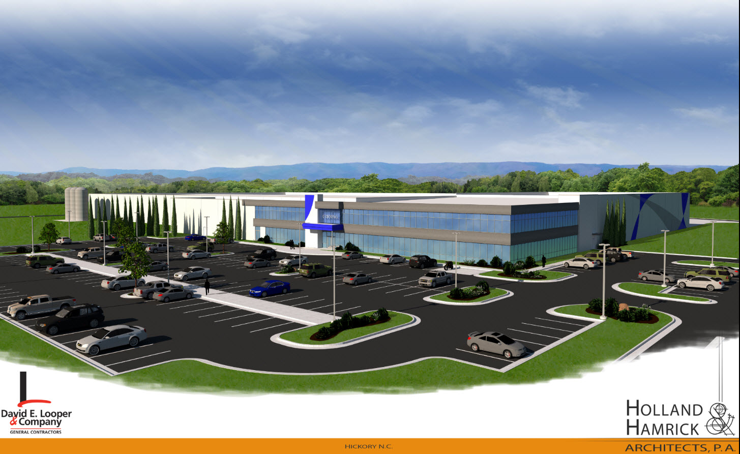 A rendering of Corning's planned facility in the Trivium Corporate Center