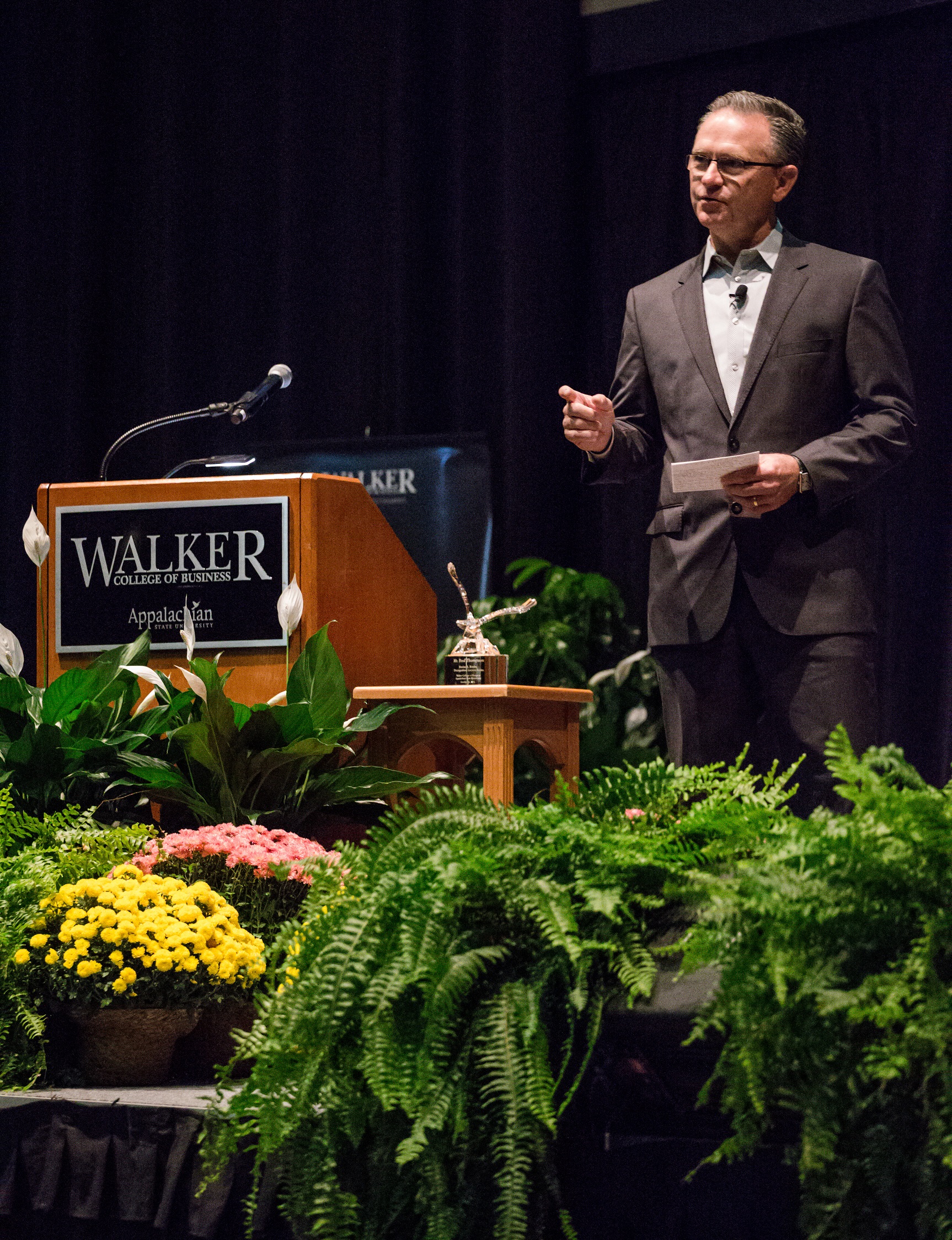 Transportation Insight Founder and Chairman Paul Thompson speaking at Appalachian State University